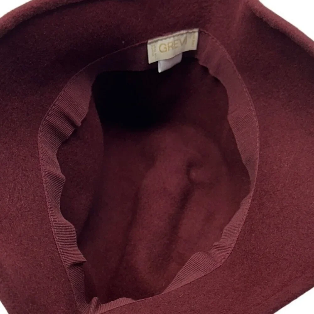 Vintage 40s Era Style Grevi Firenzi Women's Burgundy Red Rabbit Felt Cloche Hat - Picture 7 of 8
